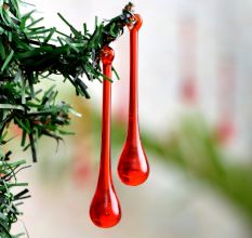 Red Glass Chandelier Drop Ornaments - Christmas Tree Ornaments - Set of 20